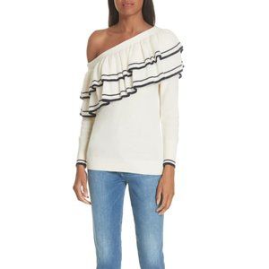NWT Frame Ruffle One Shoulder Wool Blend Sweater